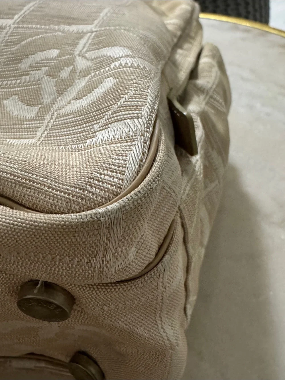 CHANEL travel line Beige & Cream Logo Pattern Tote